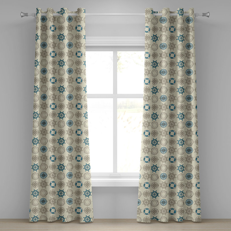 Rideau décoratif à 2 panneaux avec œillets East Urban Home, 50 po x 96 po, beige sarcelle, L 50 po x L 108 po