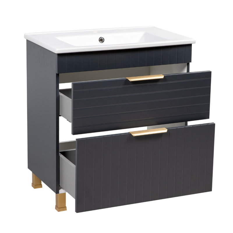 Meuble-lavabo autoportant avec lavabo Jakkar-F_Modern, Gris anthracite mat