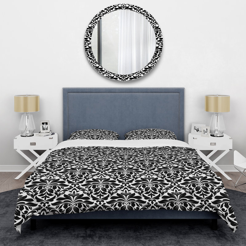 Ensemble de housse de couette en microfibre noir / blanc 2 pièces, Housse de couette simple + 1 taie décorative stan