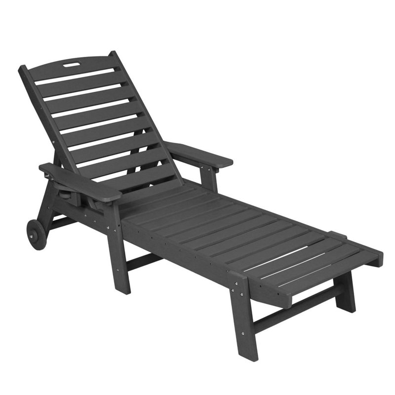 Chaise longue avec table d'appoint, ensemble de 3 chaises longues surdimensionnées, Gris