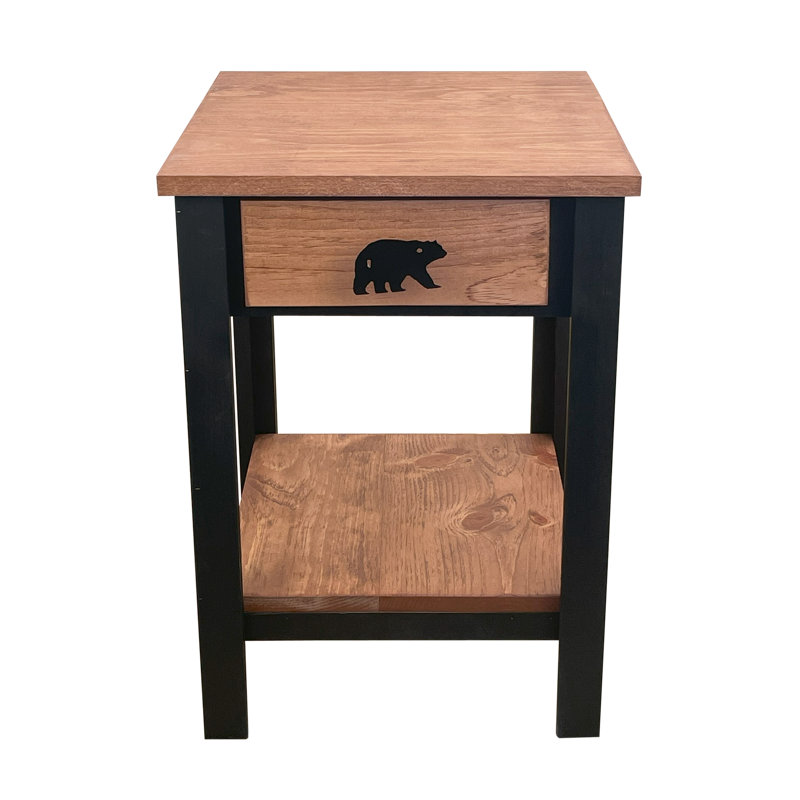 Table de bout en bois massif avec rangement Devra