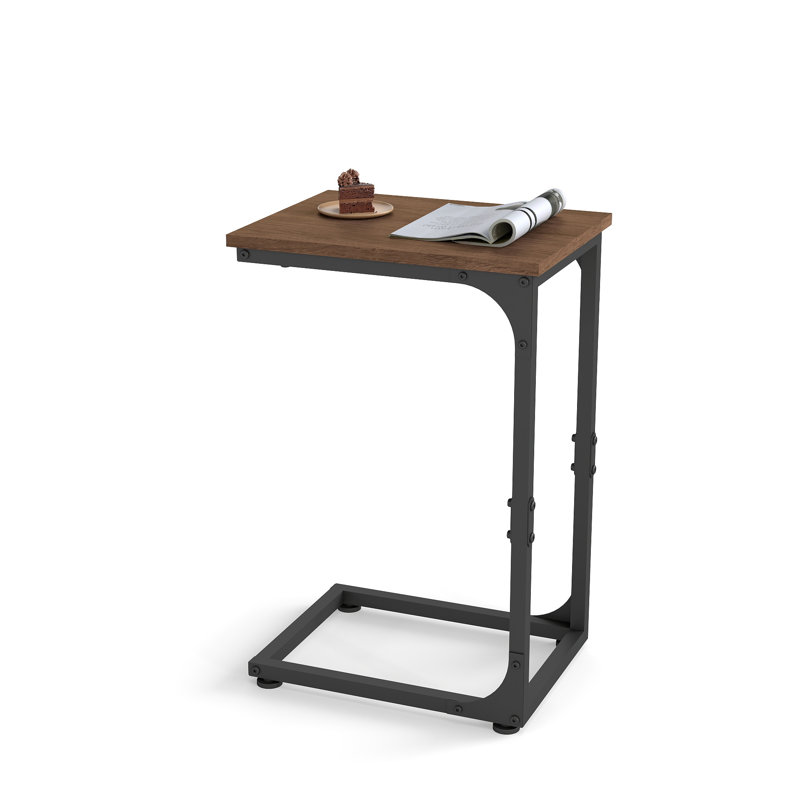 C-Shaped End Table, Brown Wood/Black, Individual