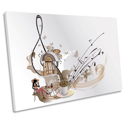 Music Note Café Coffee - Wrapped Canvas Painting
