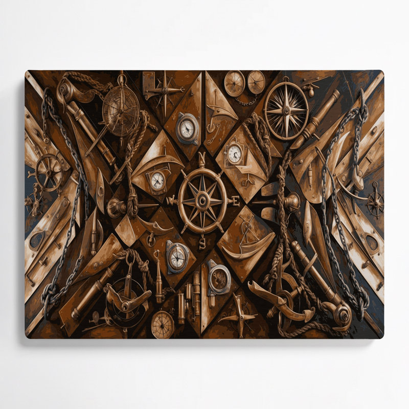 Art mural noir, pièces de bateau nautique, H 20 po x l 24 po