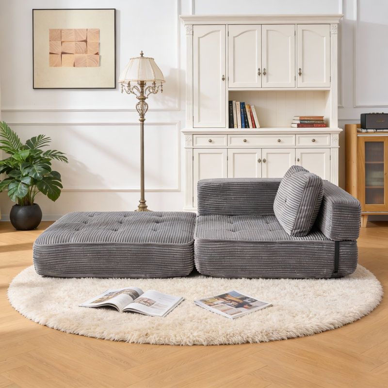 2 Seater Corduroy Sofa, Grey