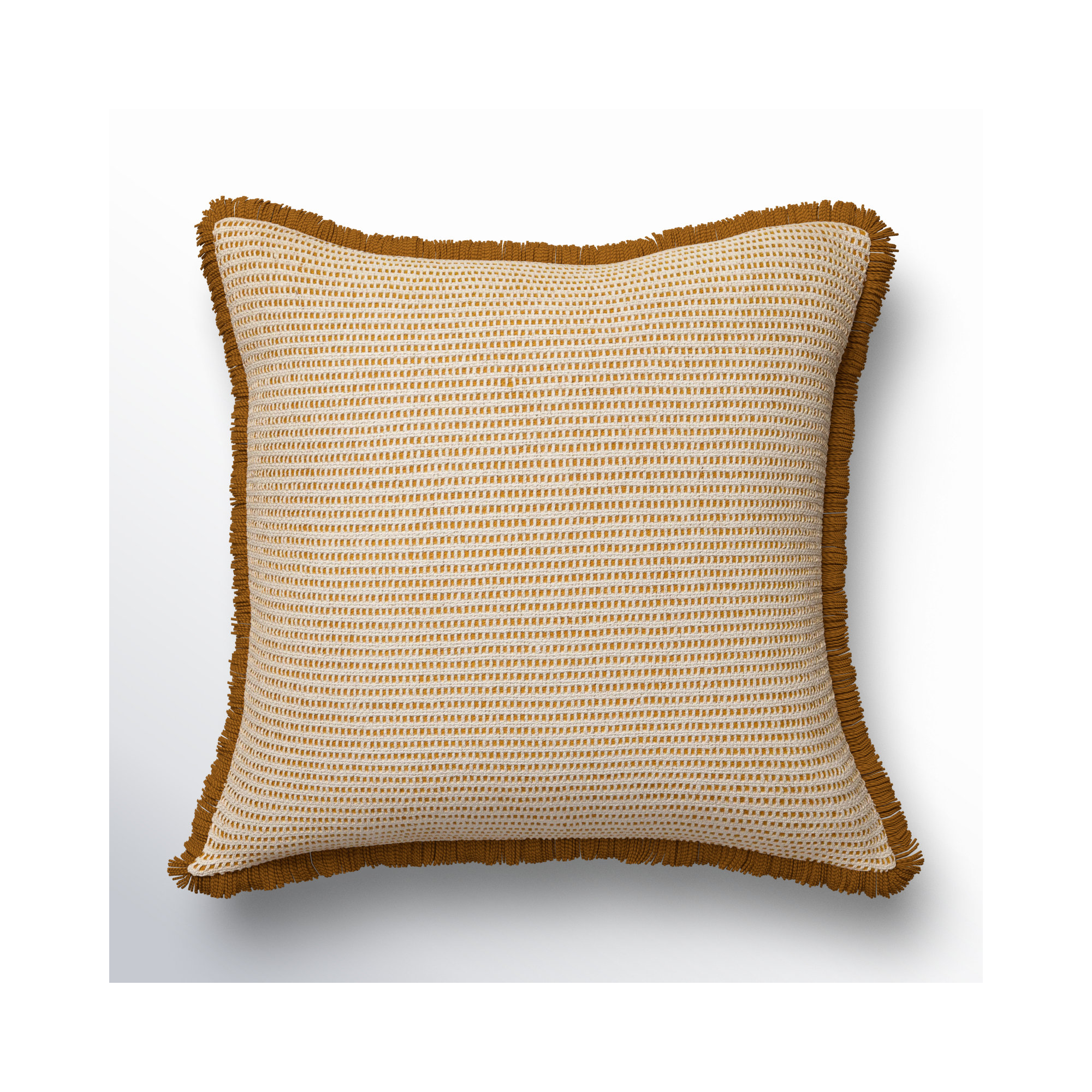 Kava Fringed Cotton Throw Pillow, 20" x 20", No Fill, Rust