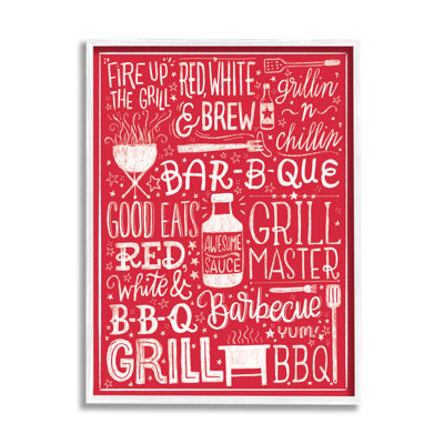 " Fire Up Grill Summer BBQ Phrases Red White " by Amanda McGee