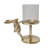 7.5" H Gold Aluminum and Glass Rabbit Pillar Candle Holder