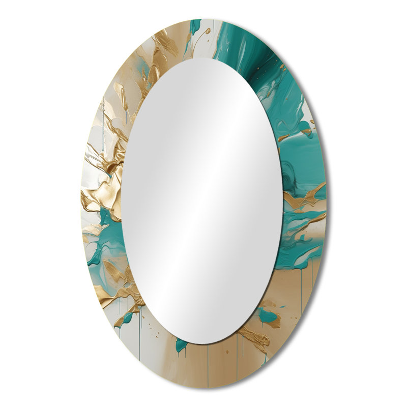Miroir mural doré et turquoise, 36 po x 24 po