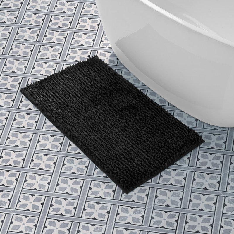 Laura Ashley Butter Chenille Bath Rug, 20" W x 34" L, Navy