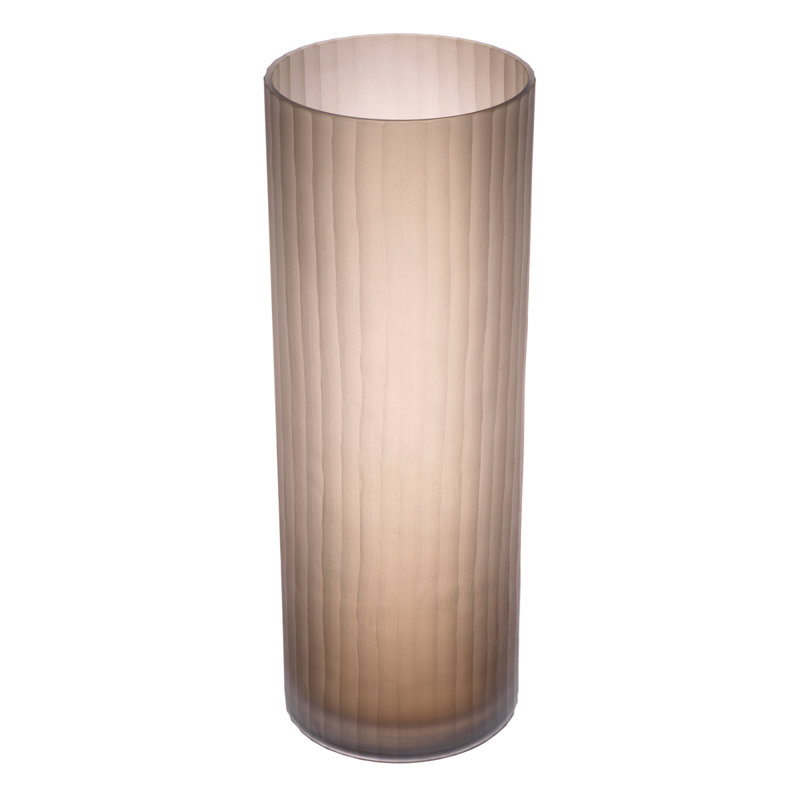 Vase de table en verre soufflé à la main Haight, H 23,62 po x l 8,66 po x P 8,66 po, Brun givré