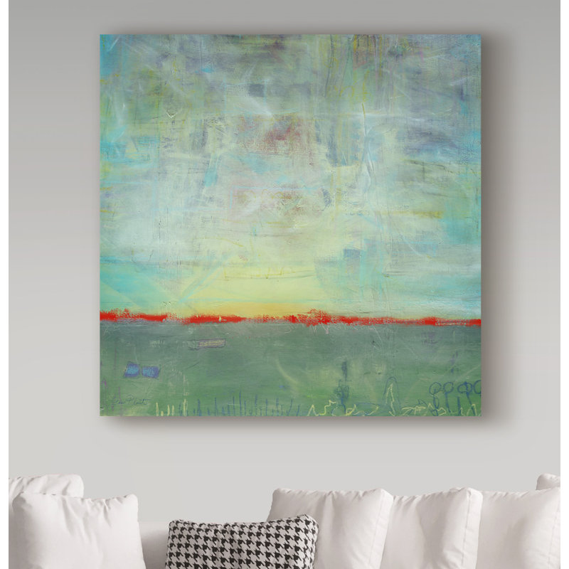 'Abstract Sunrise Landscape' Print on Wrapped Canvas, 14" H x 14" W x 2" D
