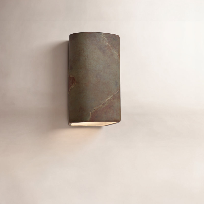 Logan Ceramic Outdoor Wall Light, Tierra Red Slate, LED, 13.5" H x 7.25" W x 6.5" D