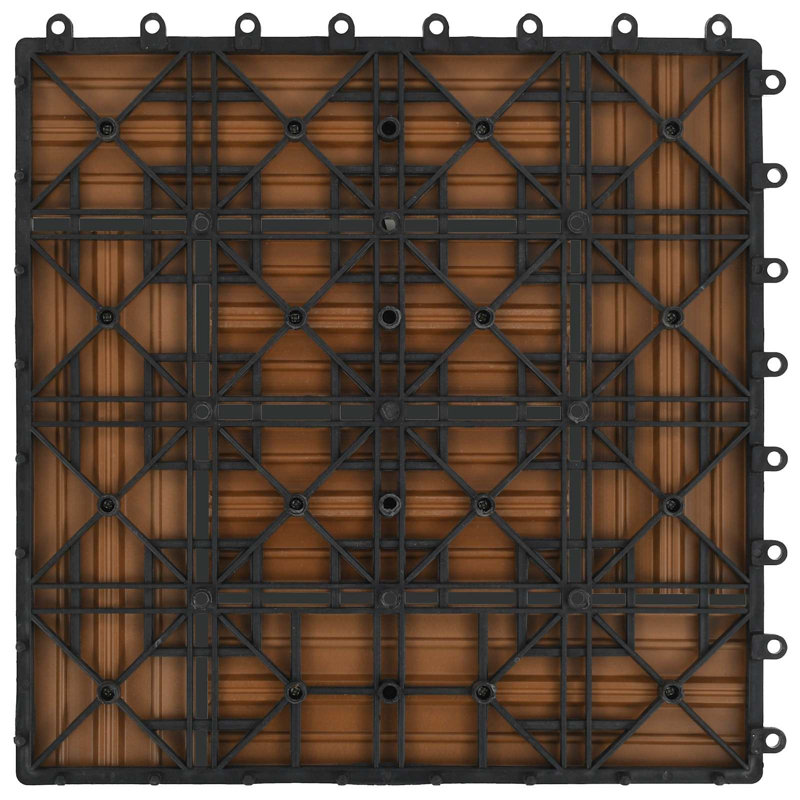 Vidaxl 11X Decking Tiles WPC Interlocking Floor Deck Tile 1 Sqm Multi Colours, Teak