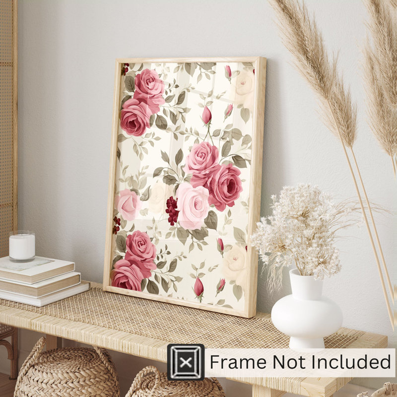 «Floral Rose Floral», reproduction d'art non encadrée, H 16 po x l 12 po