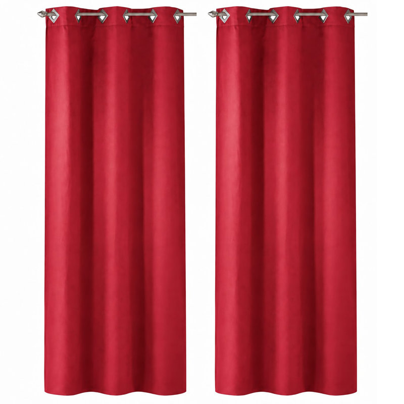 Paire de rideaux obscurcissant avec œillets Suedine, Rouge