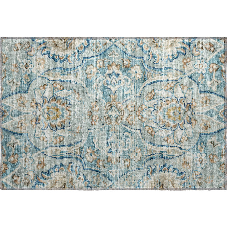 Premium Machine Washable Alliah AMF95 Peacock Rug