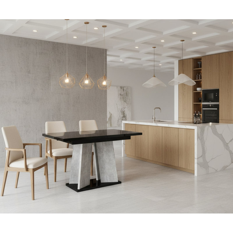 Extendable Dining Table Alekzander, Black/Light Grey