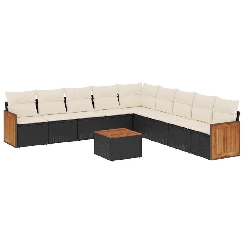Ensemble de canapé de jardin Vidaxl noir et blanc crème