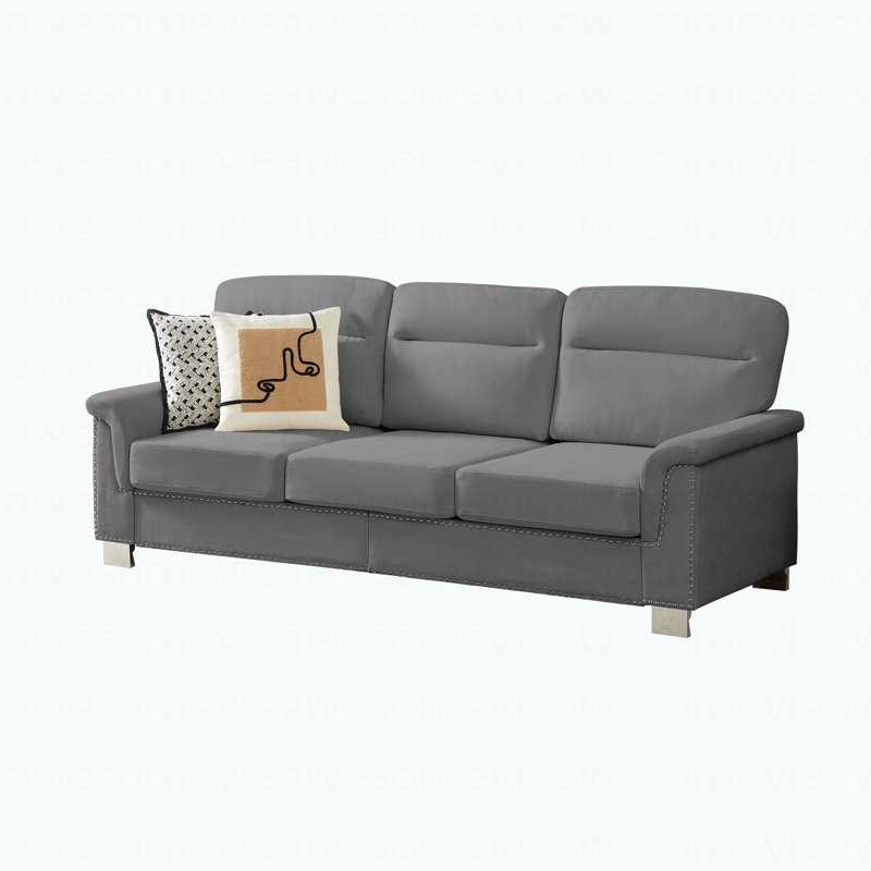 Canapé 3 places 82 pouces en tissu molletonné compressé moderne, pour le salon, la chambre à coucher, le bureau et les espaces de divertissement, gris