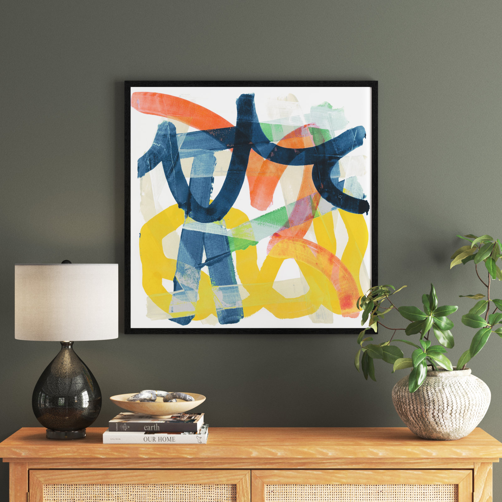 Shuffling by Cartissi - Picture Frame Painting, Black Framed, 32" H x 32" W x 0.75" D