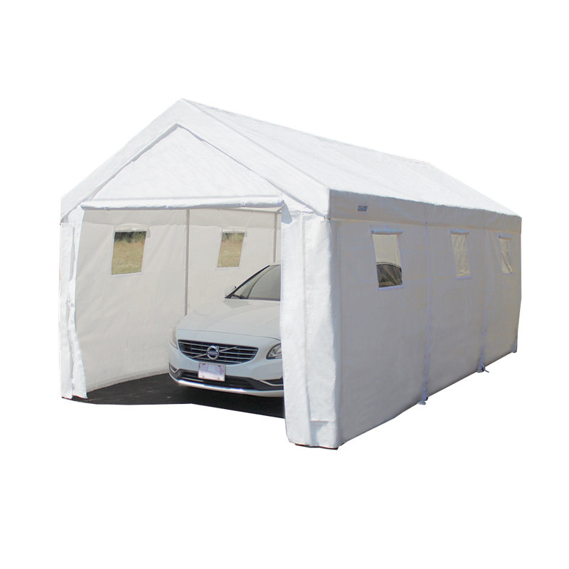 True 10ft by 20ft Enclosed Universal Canopy, 1 3/8-Inch Steel Frame, 8 Leg, , White