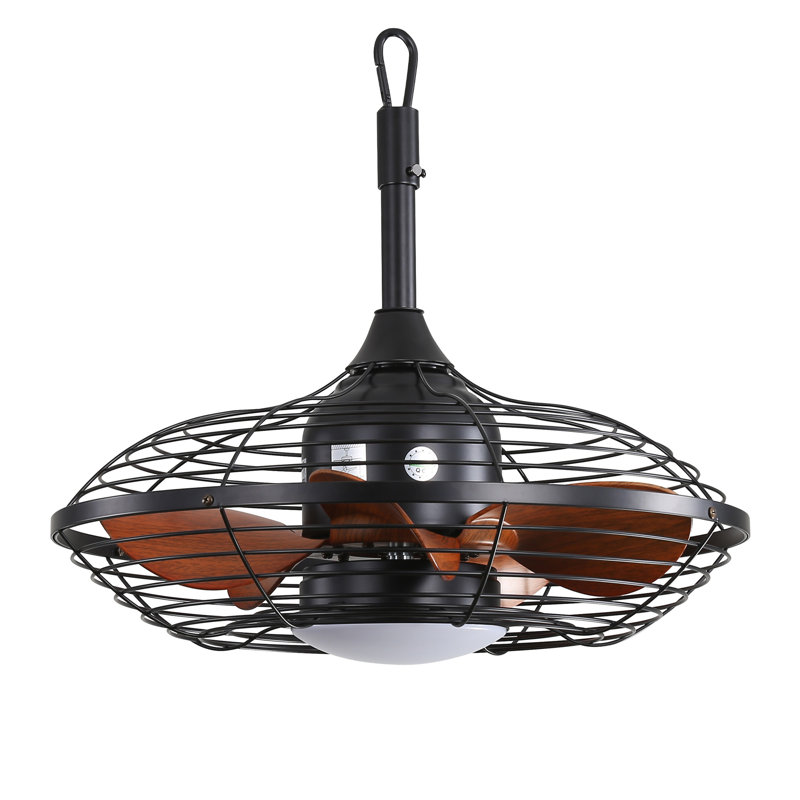 Ventilateur de plafond à fixation verticale de 20 pouces DEL 18W 3CCT 5 pales en ABS avec suspension et crochet pour patio extérieur Pergola