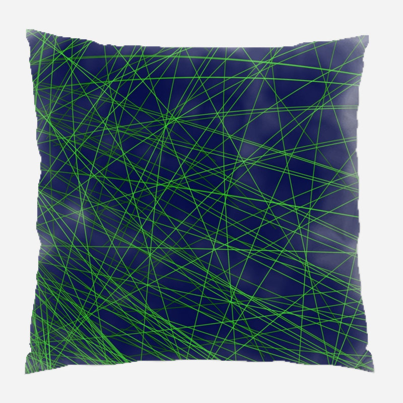 Coussin décoratif à lignes, Bleu / vert