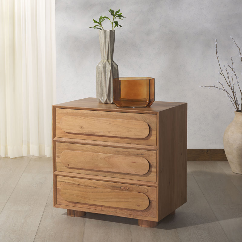 Lesliette 3 Drawer Wood Nightstand