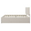 Lit double avec lit gigogne et 3 tiroirs, lit plateforme tapissier avec tête de lit en lin-887541868
