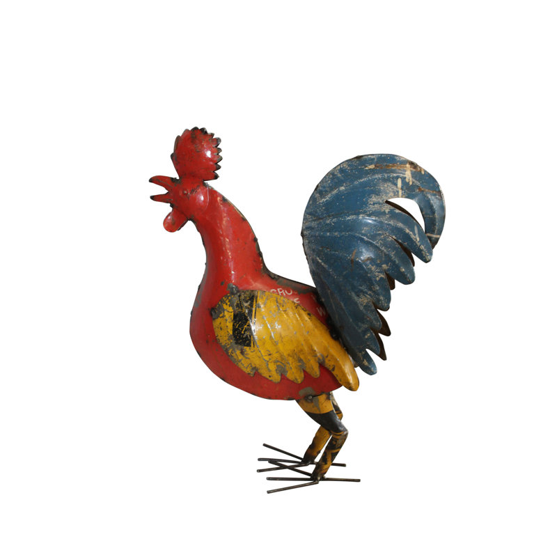 Statue coq en métal mince et coloré coq 16 po x 6 po x H 19 po Nifao