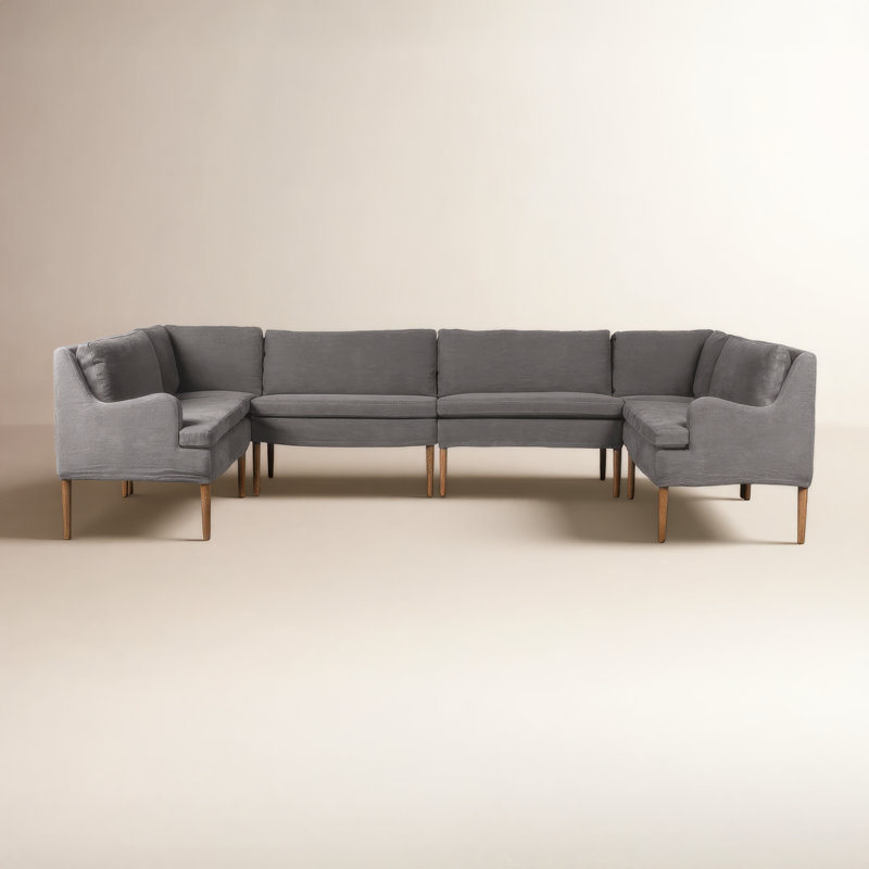 Aurelia 6-Piece Sectional, Broadway Coffee Linen, 34.5" H x 131" W x 75" D