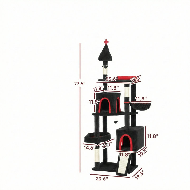 Arbre à chat de 78 pouces avec lit unique de style cercueil