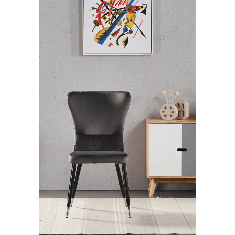 Hartshorne Upholstered Dining Chair, Black/Silver, Dark Grey, 1