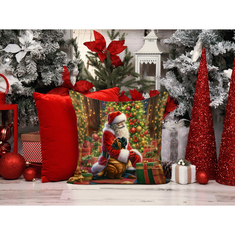 Coussin Mastiff and Santa Claus, H 14 po x l 14 po