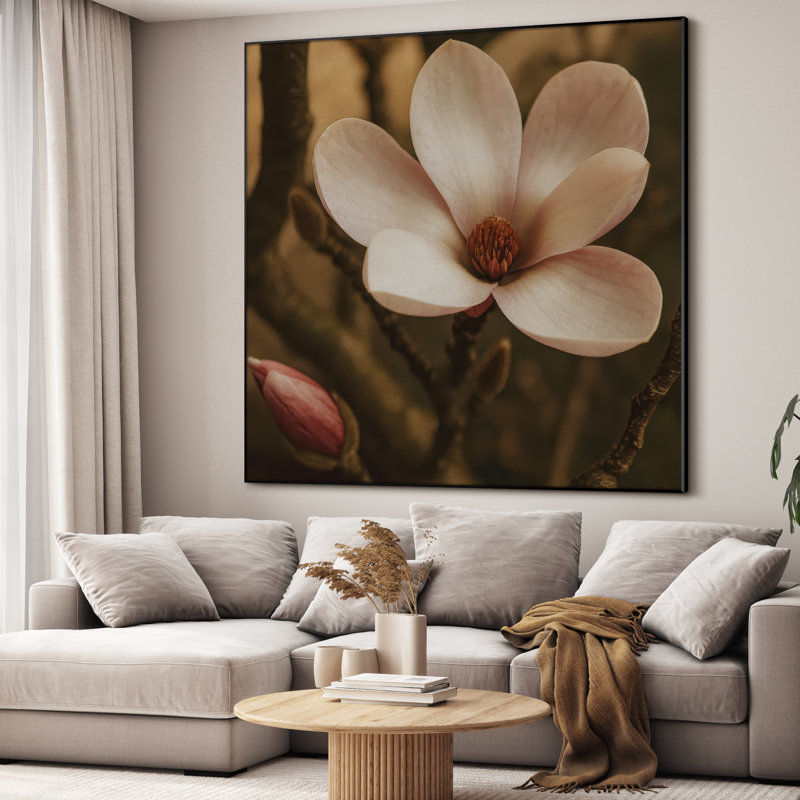 Très grande reproduction d'art sur toile - Fleur, art floral moderne, décoration pour le salon ou la chambre à coucher - «Assemblage requis du cadre (cadre non fini)»