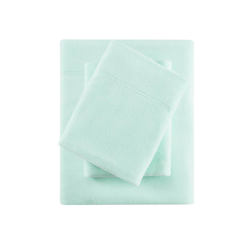 Ensemble de 4 draps 100% molleton, douillet, ultra doux, boulochage, lavable à la machine, livré avec des draps-housses plats et 2 taies d'oreiller pour une nuit polaire