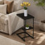 Table d'appoint avec panier de rangement et support pour ordinateur portable – aspect bois – gris-2007158159