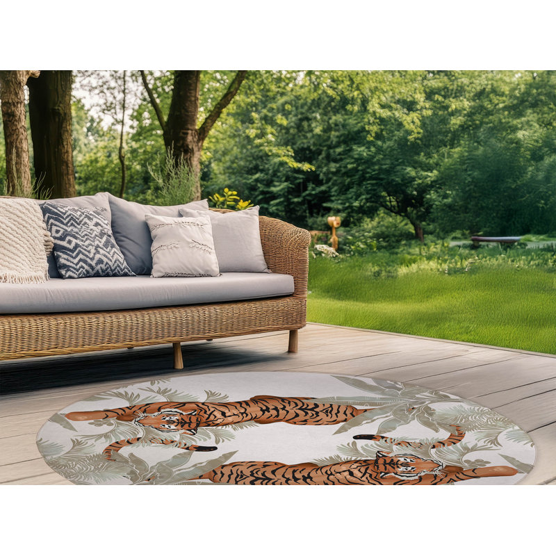 Rumble In the Jungle Outdoor Area Rug, Round 5'
