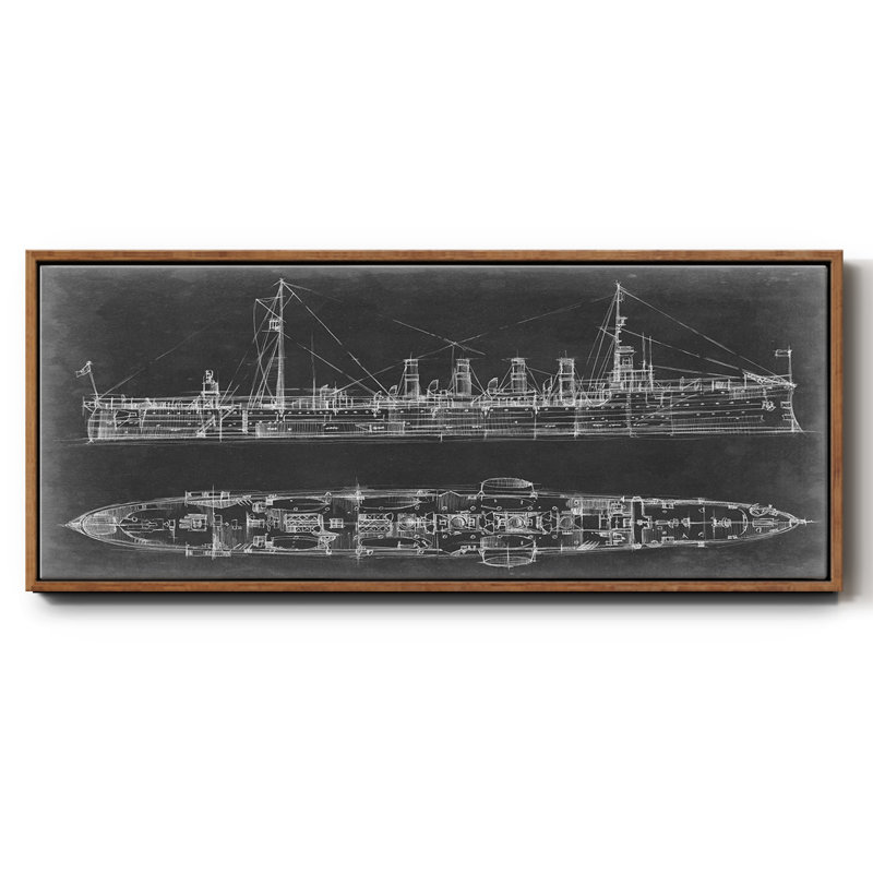 Bleu marine croiseur - plan, toile encadrée, H 20 po x l 50 po