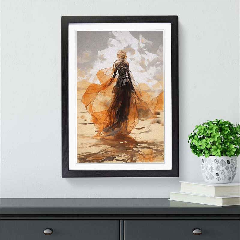 Desert Gestural - Single Picture Frame Print on Wood, Black Framed, 46cm H x 34cm W