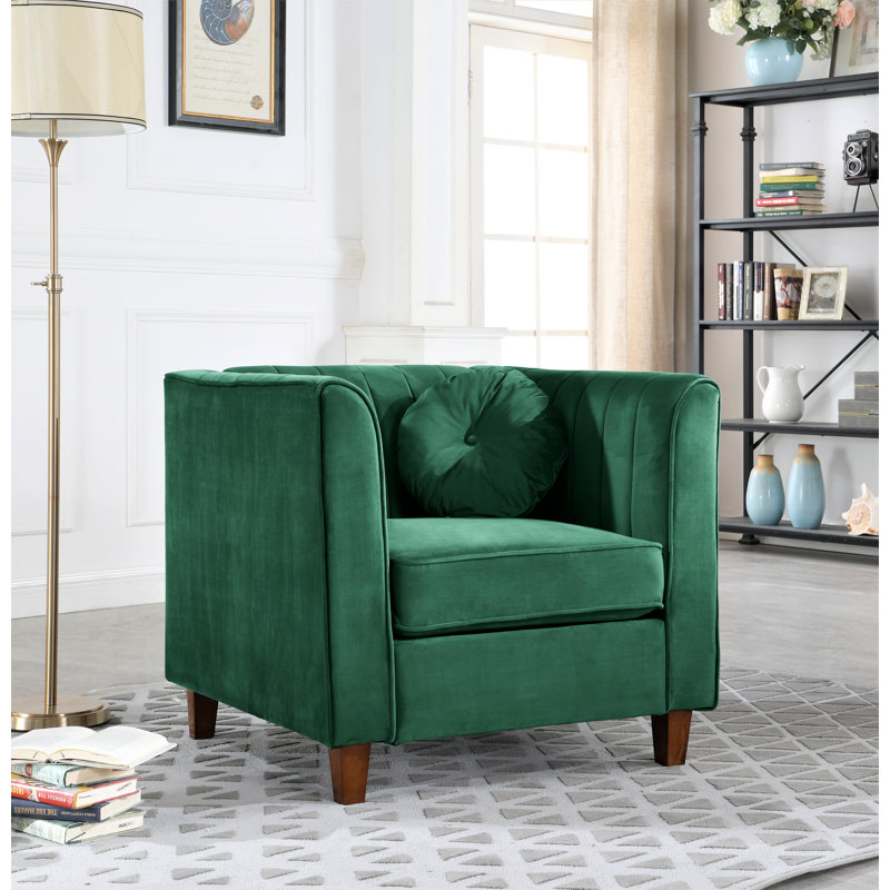 Berton Velvet Armchair, Green 