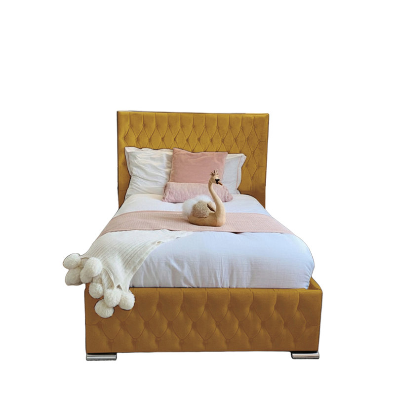 Tharpe Upholstered Bed Frame   , Turmeric Yellow, Super King (6')