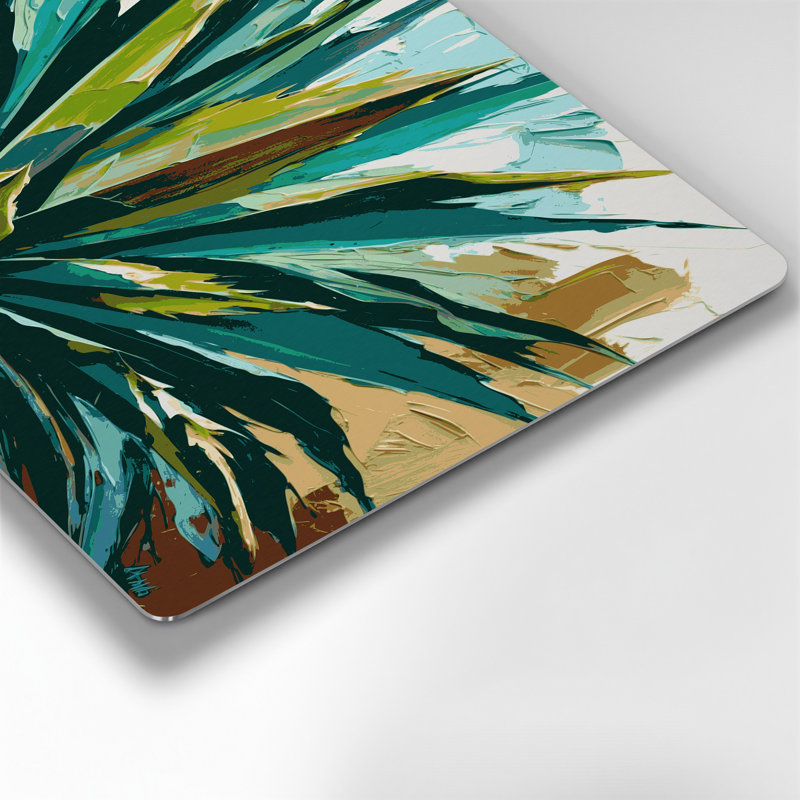 Yucca botanique vert, art mural en métal, H 132 po x l 168 po x P 0,05 po