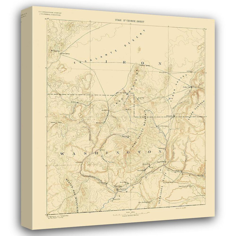 Art sur toile tendue par Williston Forge USGS Gallery, feuille: St George Utah, USGS 1891, H 33 po x l 28 po
