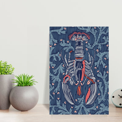 Deep Blue Lobster Contemporary Lobster Nature Ocean Wall Art