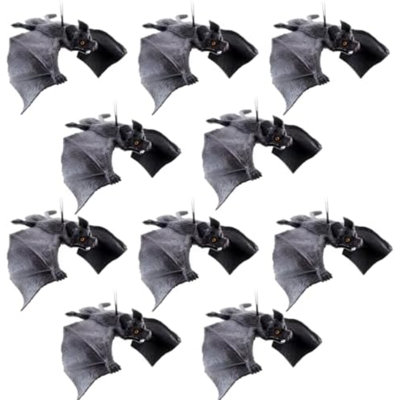 10 Pcs Halloween Hanging Ornaments Realistic Bat Decorations Rubber Horror Bat Decor For Outdoor Indoor Hanging Vampire Flying Bats For Home Halloween Party,Haunted House