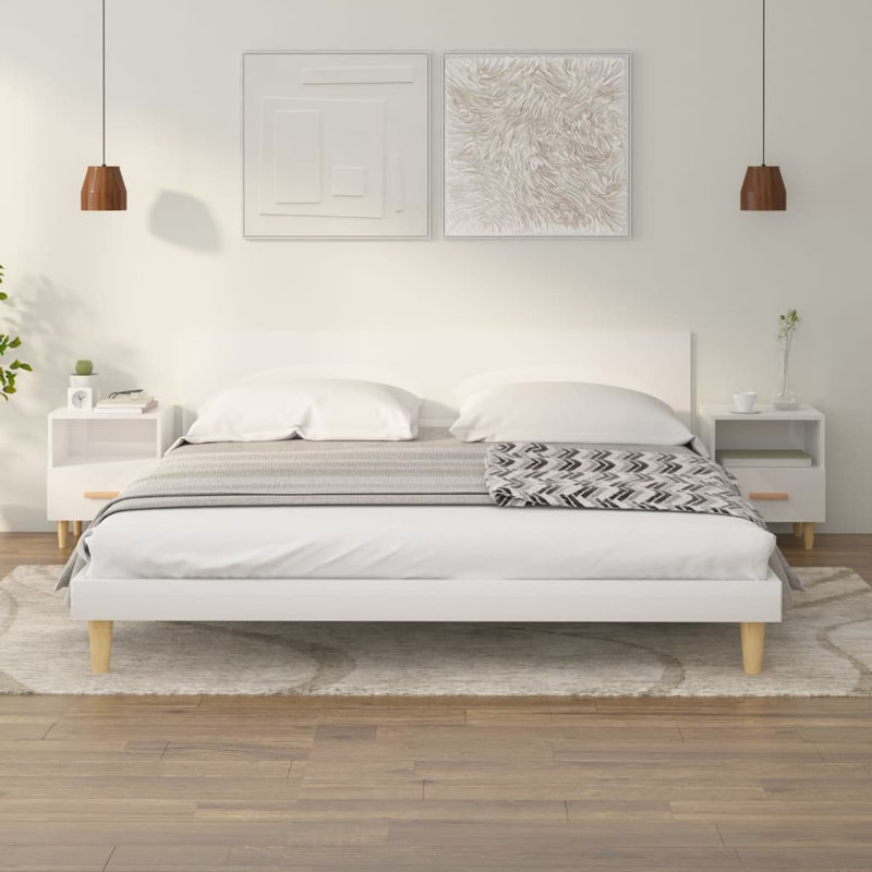 Rasen 2 Drawer Bedside Table, Gloss White