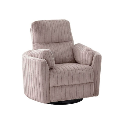 Taupe Power Glider Recliner with Swivel Base and Curved Arms