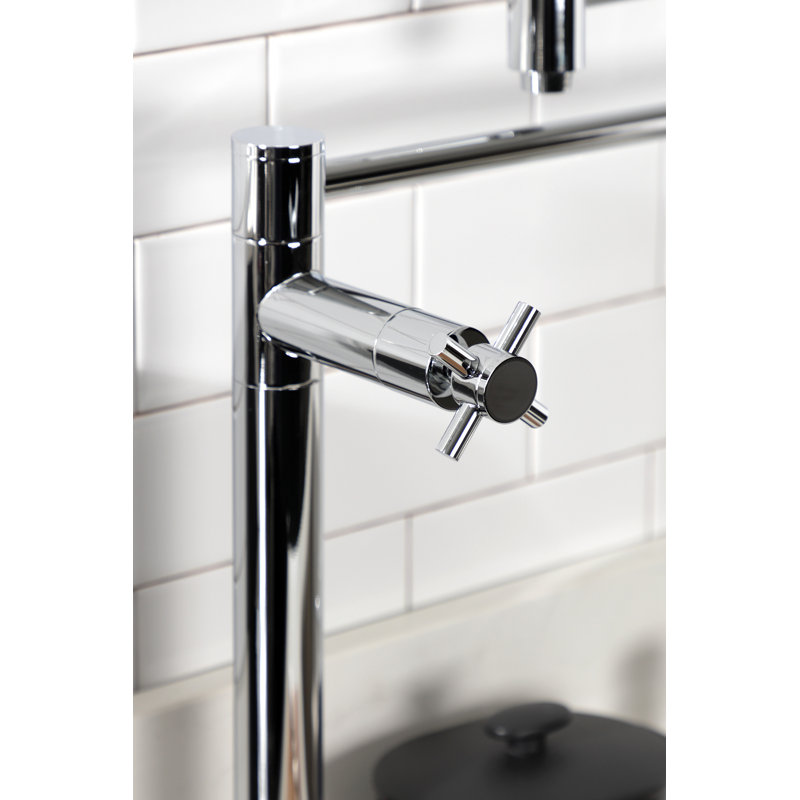 Polished Chrome Dual Handle Deck Mount Pot Filler Faucet
